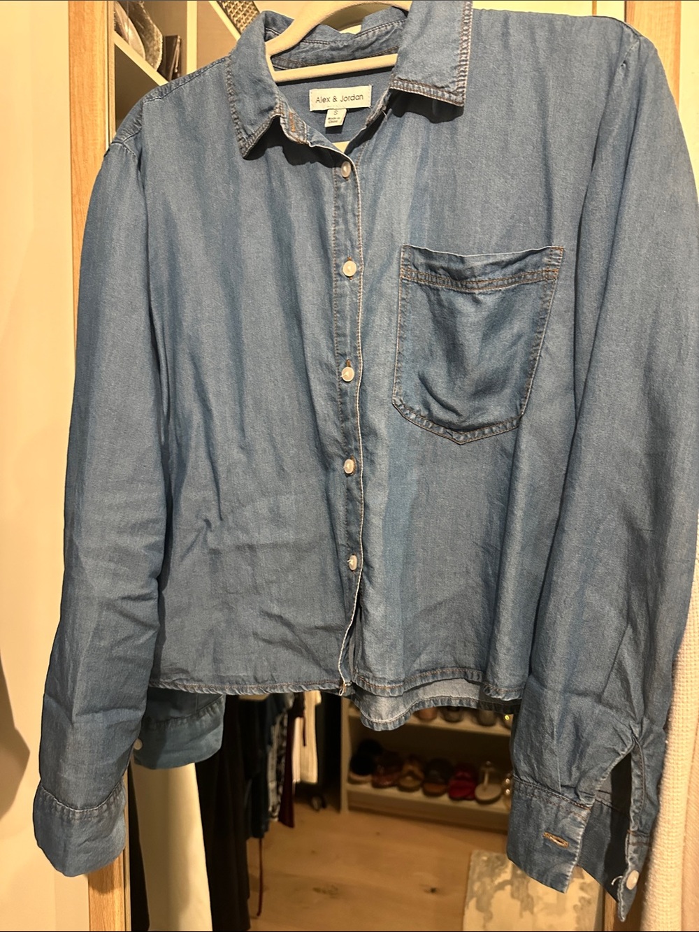 Blue Denim Shirt - Women's Button-Up- small